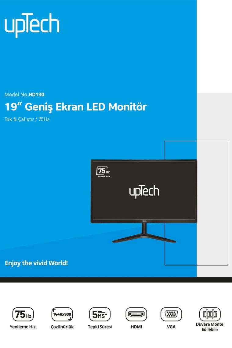 HD190 19" Geniş Ekran 75 Hz 5ms (VGA,HDMI) Led Monitör