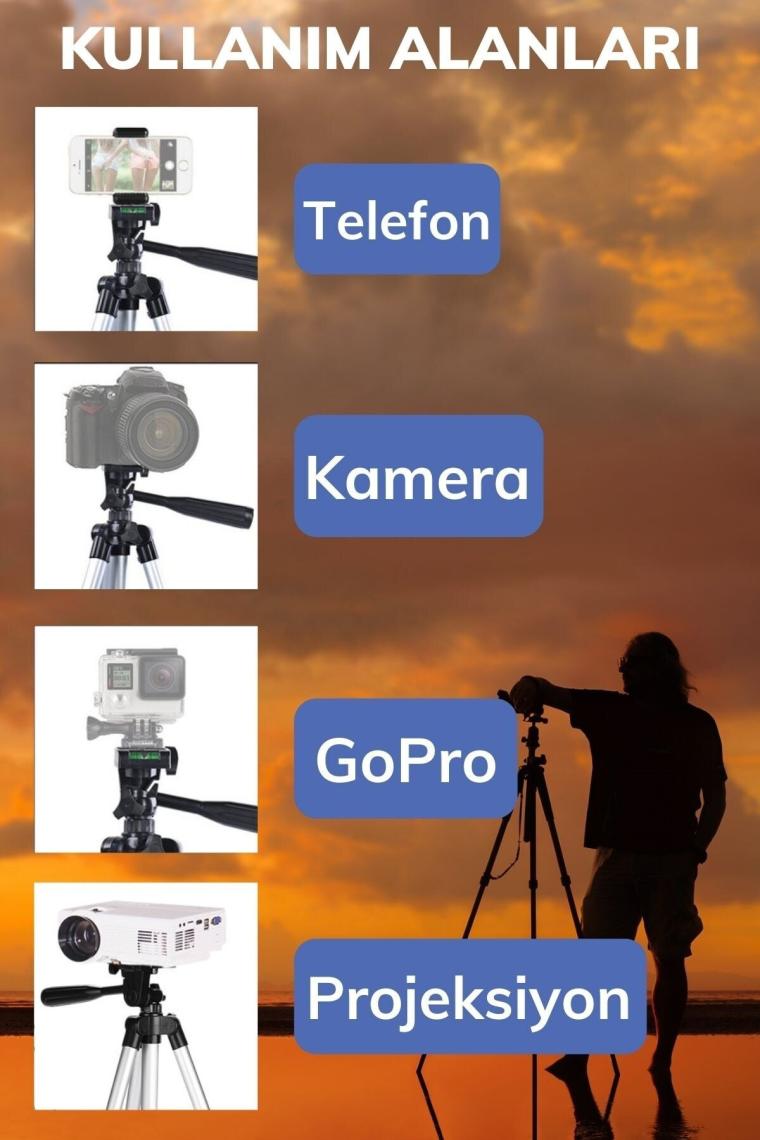360 Derece Ayarlanabilir Katlanabilir Profesyonel Çekime Uygun 65 Cm Ayaklı Tripod