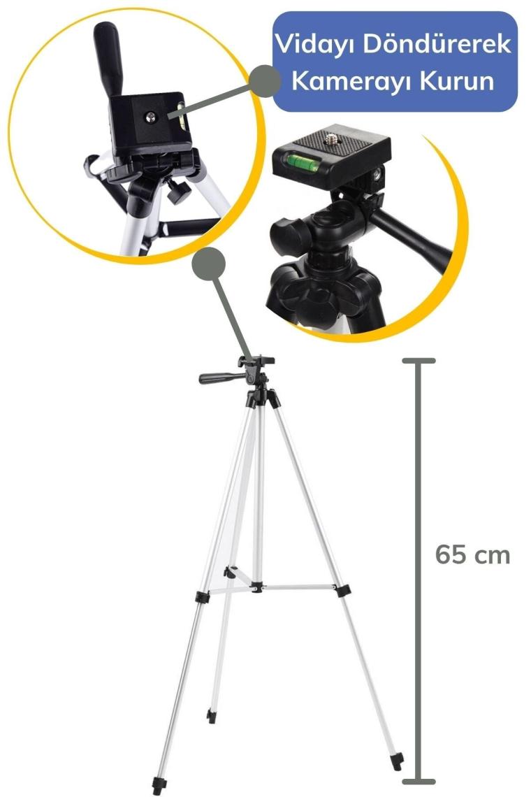 360 Derece Ayarlanabilir Katlanabilir Profesyonel Çekime Uygun 65 Cm Ayaklı Tripod
