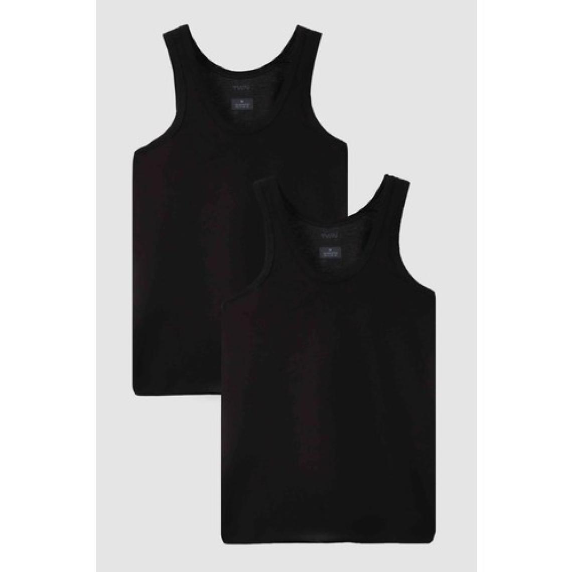 D'S Damat Ds Damat Siyah Standart Fit Nefes Alabilen Teri Emen  Pamuklu 2'li Atlet 1HC12ORTATL02