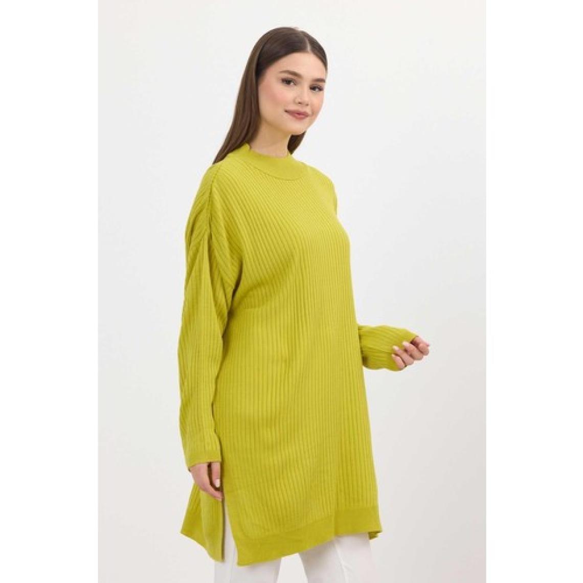 Rays 22131 Yırtmaç Detay Fitilli Tunik Yağ Yeşili