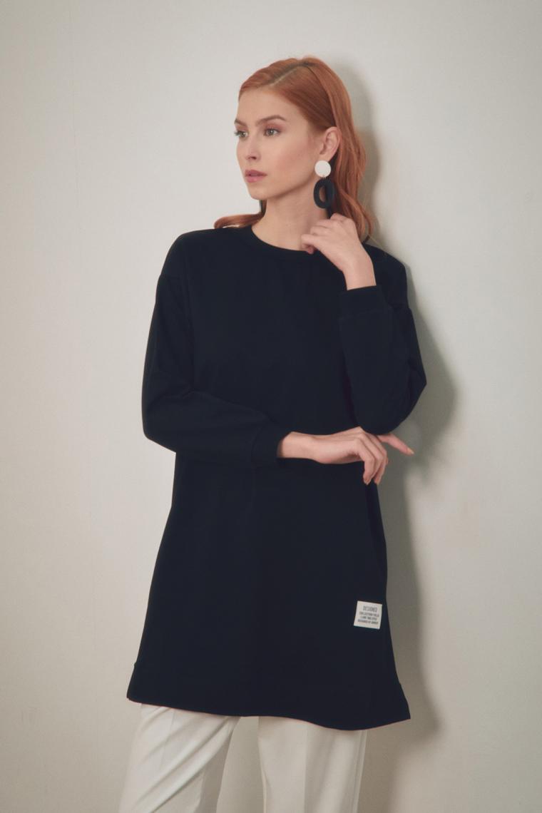 FullaModa  Basic Bisiklet Yaka Tunik