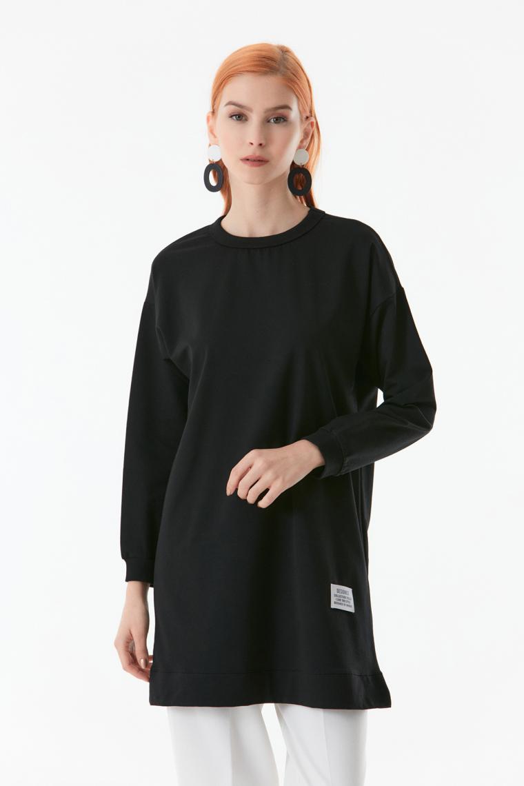 FullaModa  Basic Bisiklet Yaka Tunik