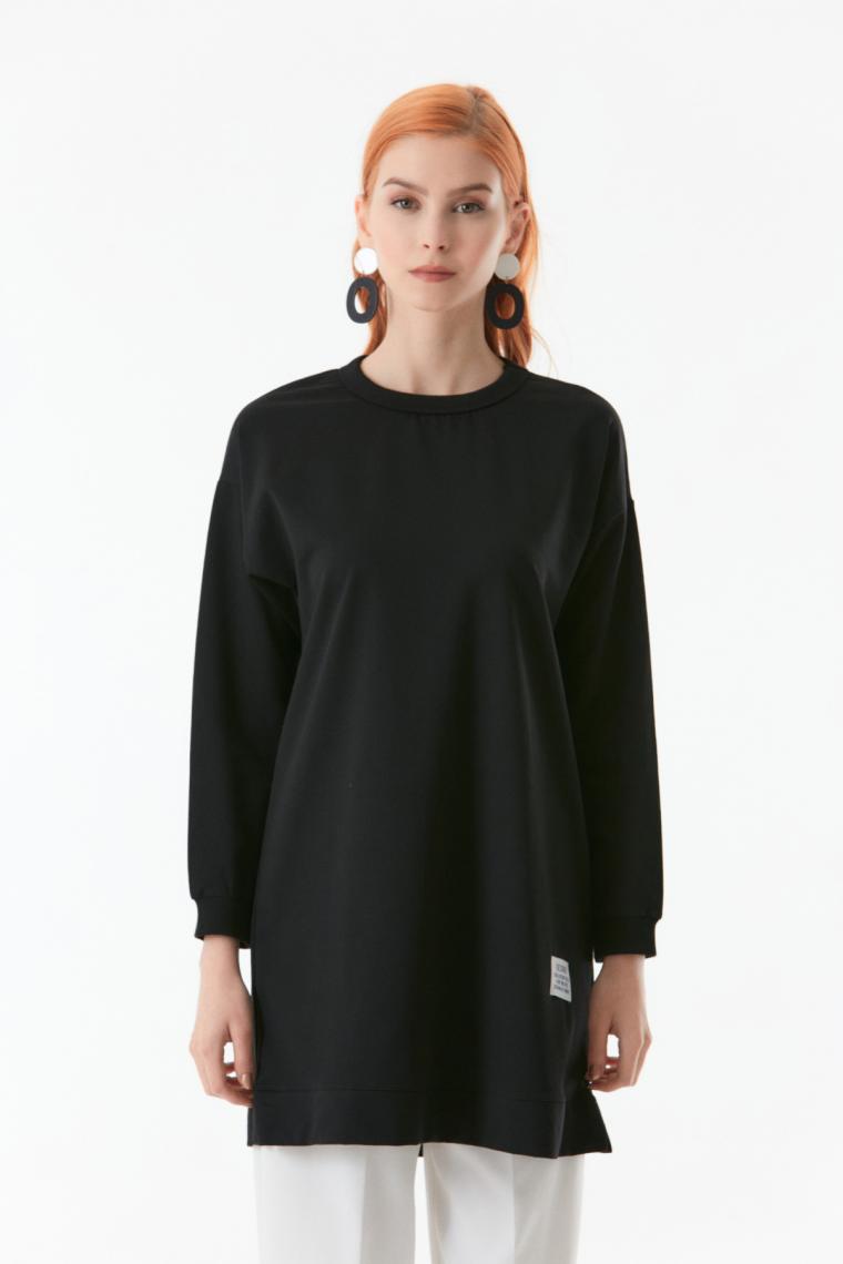 FullaModa  Basic Bisiklet Yaka Tunik