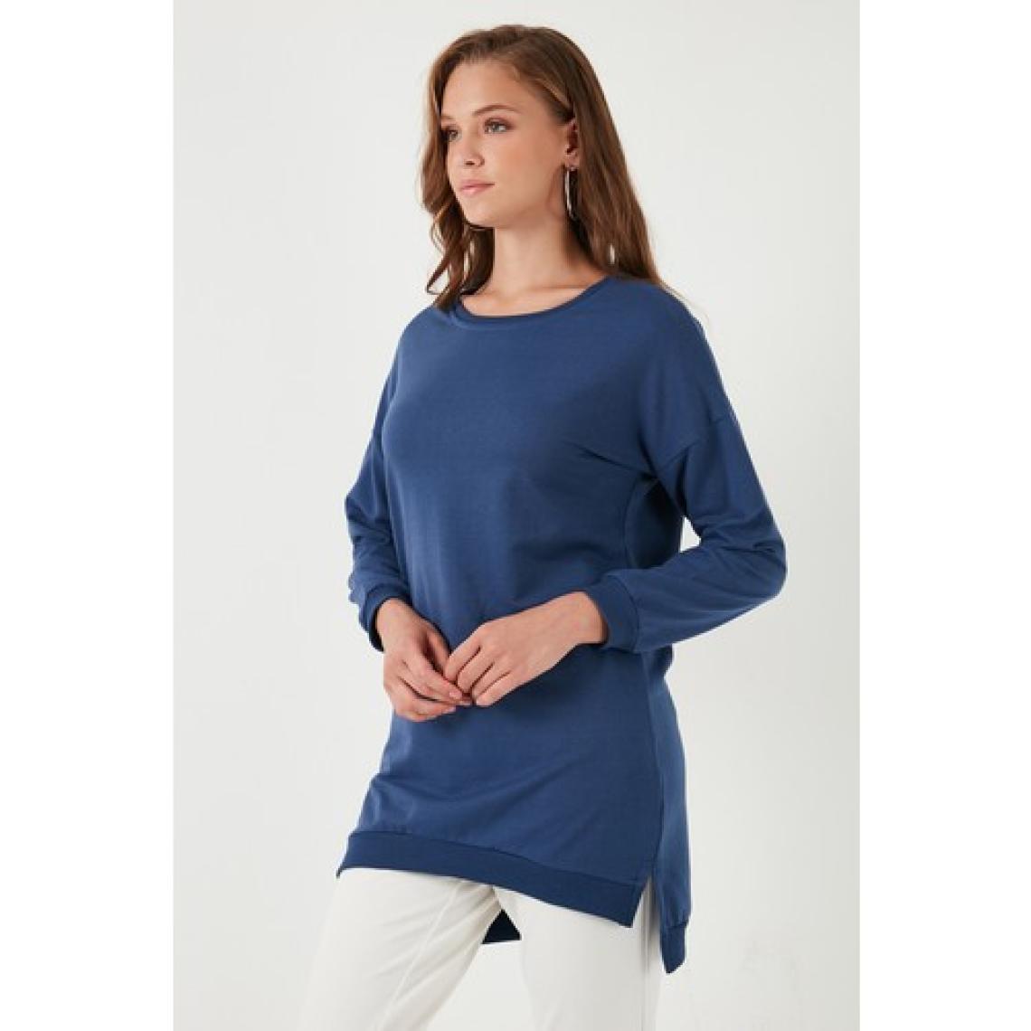Lela Modest Pamuklu Bisiklet Yaka Oversize Fit Tunik Bayan Tunik 5864896