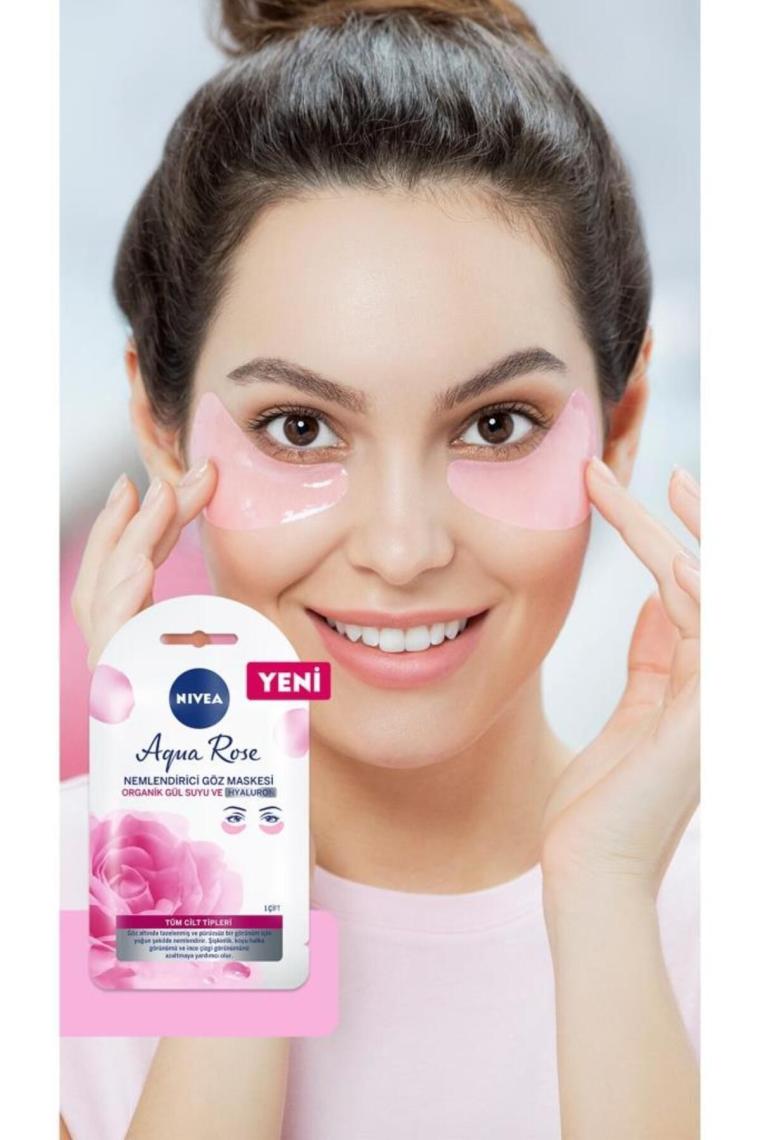 Aqua Rose Organik Gül Suyu İçerikli Nemlendirici Göz Maskesi, Hyaluron, Koyu Halka, Göz Torbası