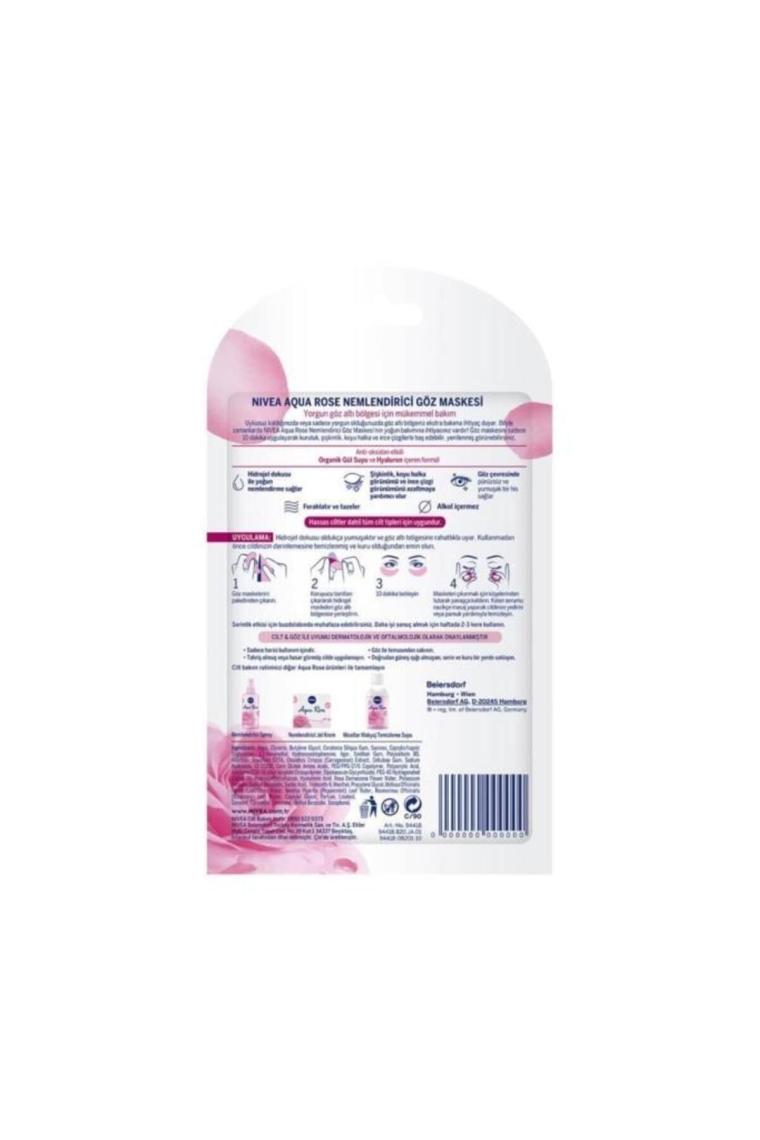Aqua Rose Organik Gül Suyu İçerikli Nemlendirici Göz Maskesi, Hyaluron, Koyu Halka, Göz Torbası