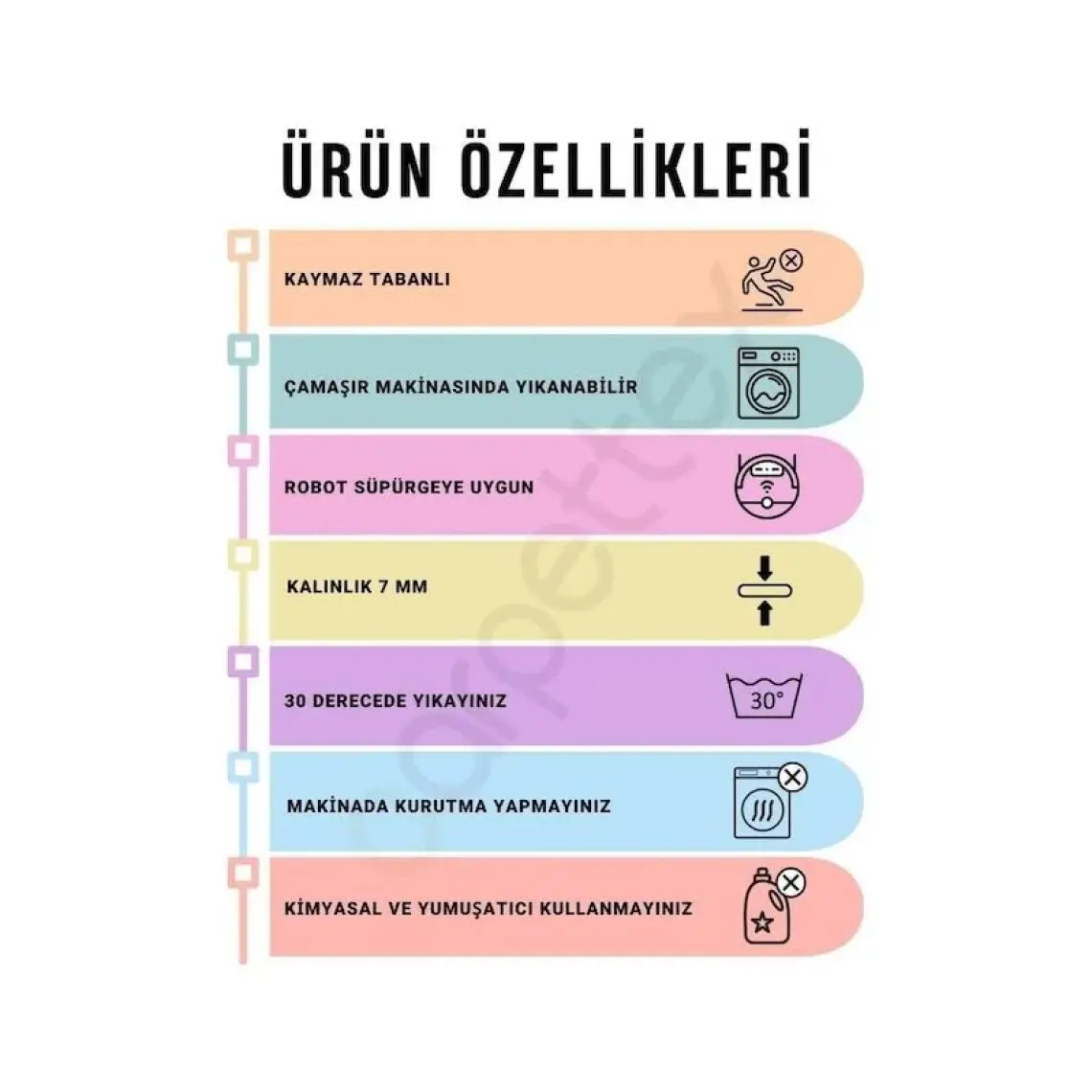 Carpettex Dijital Baskı Kaymaz Taban Yıkanabilir Kesme Yolluk Oda Salon Mutfak Modern Çok Renkli Halı