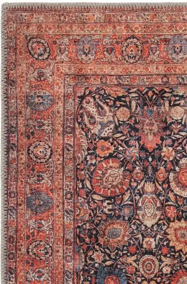 Cool Halı Private Bordo Eskitme Halı Vintage Halı Yolluk Dijital Baskı Halı Makinede Yıkanabilir Salon Halısı