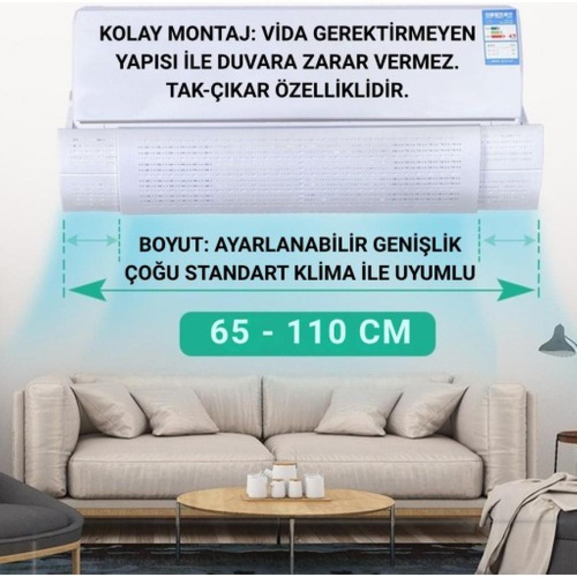Polham Tüm Duvar Tipi Klimalara Uyumlu Hava Yönlendirme Aparatı, Yön Ayarlı Delikli Klima Siperik