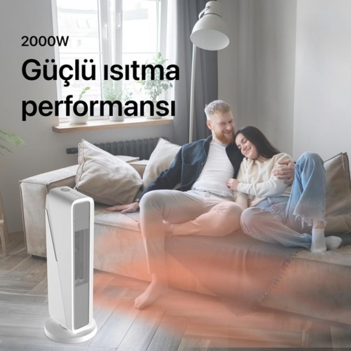 Xenon Smart Akıllı Fanlı Isıtıcı İç Mekan Wi-Fi Isıtma Cihazı Ultra Sessiz Ptc Seramik Space Heater (2000W) X7440