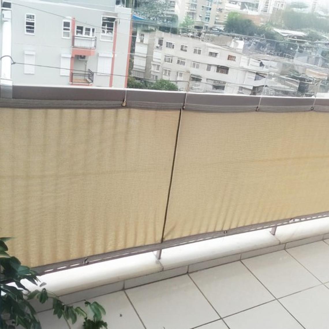 FB Morilu %95'lik 2 Metre Enli Krem Rengi Gölgelik File, Çit Filesi, Çit Örtüsü - Şeritli Halkalı