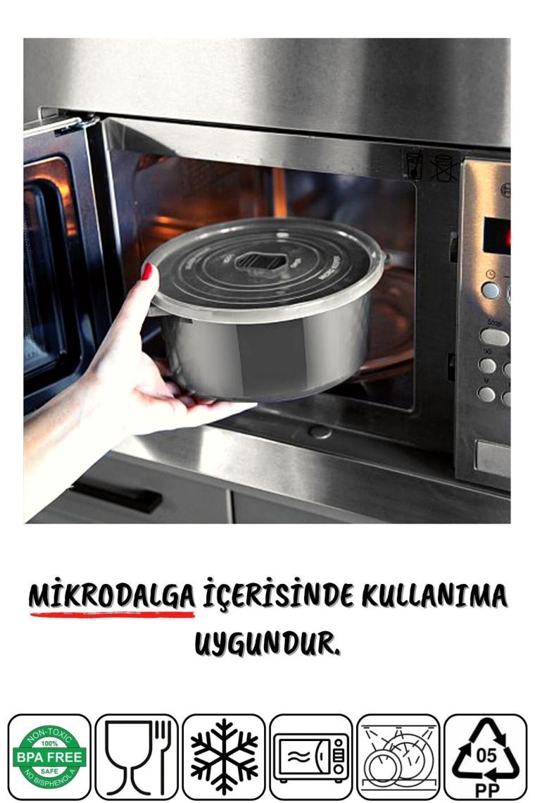 Mikrodalga ve Difrizde Kullanılabilen Saklama Kabı Seti Dikdörtgen 24'Lü ANTRASİT