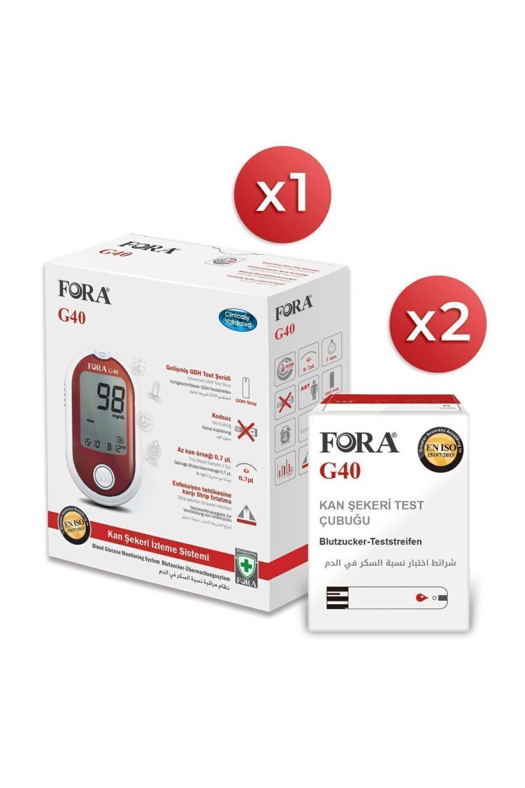 Fora G40 Şeker Cihazı + Ölçüm Stribi 50'li x 2 Kutu