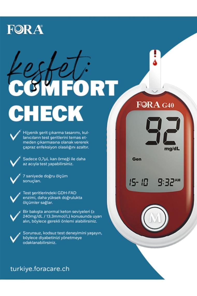 Fora G40 Şeker Cihazı + Ölçüm Stribi 50'li x 2 Kutu