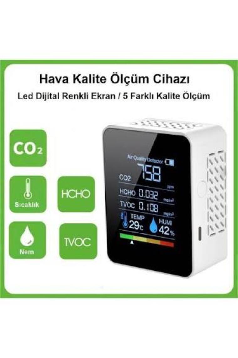 Duhaline Hava Dedektörü Hava Kalite Karbondioksit  Ölçüm Cihazı 5'i 1 Arada