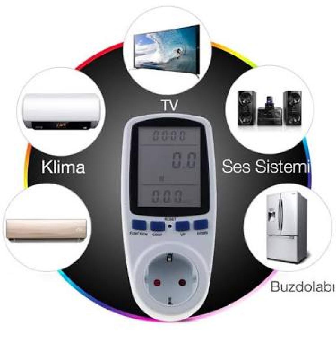 Ally Wattmetre Enerji Tüketim Sarfiyat Ölçer Ölçüm Priz 230V-3680W-16A ALL-35176
