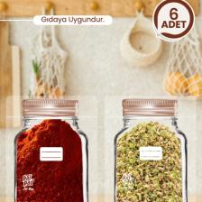 Bakır Metal Kapaklı Kavanoz Görünümlü Saklama Poşeti 6 Adet-200 ml
