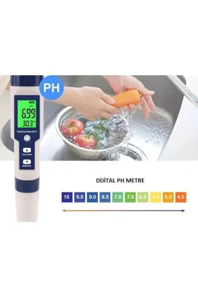 UniChrome 5in1 Dijital Ph/tds/ec/tuzluluk/sıcaklık Metre Işıklı Test Cihazı Iletkenlik Kalem Model-5in1 Tds Metre