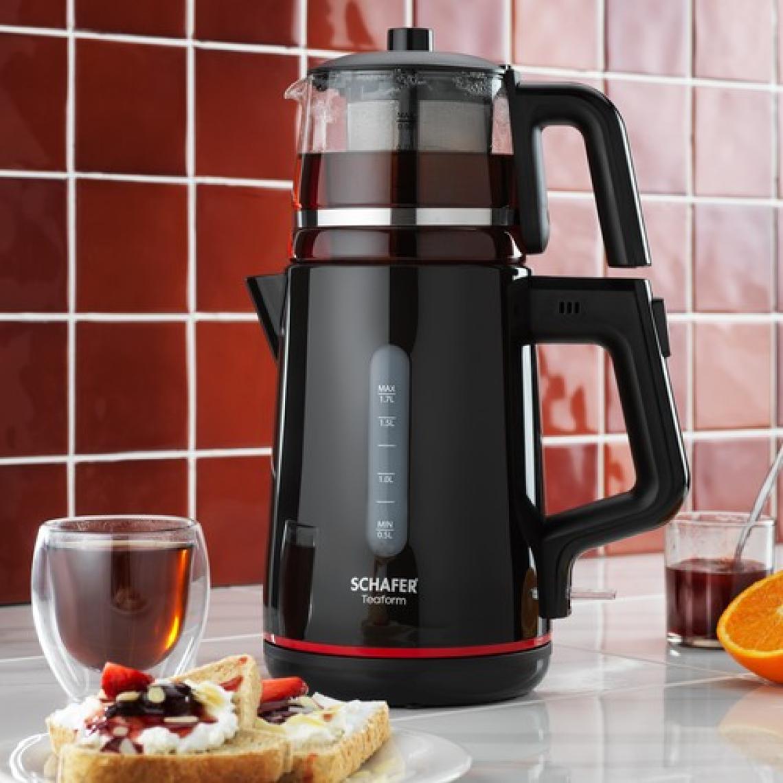 Schafer Ekoset Elektrikli Çeyiz Seti - 1500W Bıçaklı Blender ve 1800W Tost Makinesi, Paslanmaz Çelik, Siyah Renk, 4 Parça