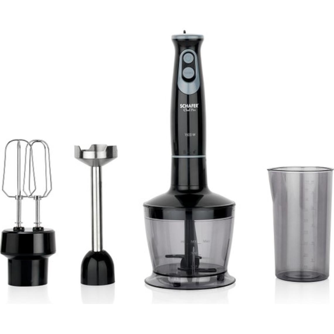 Schafer Ekoset Elektrikli Çeyiz Seti - 1500W Bıçaklı Blender ve 1800W Tost Makinesi, Paslanmaz Çelik, Siyah Renk, 4 Parça