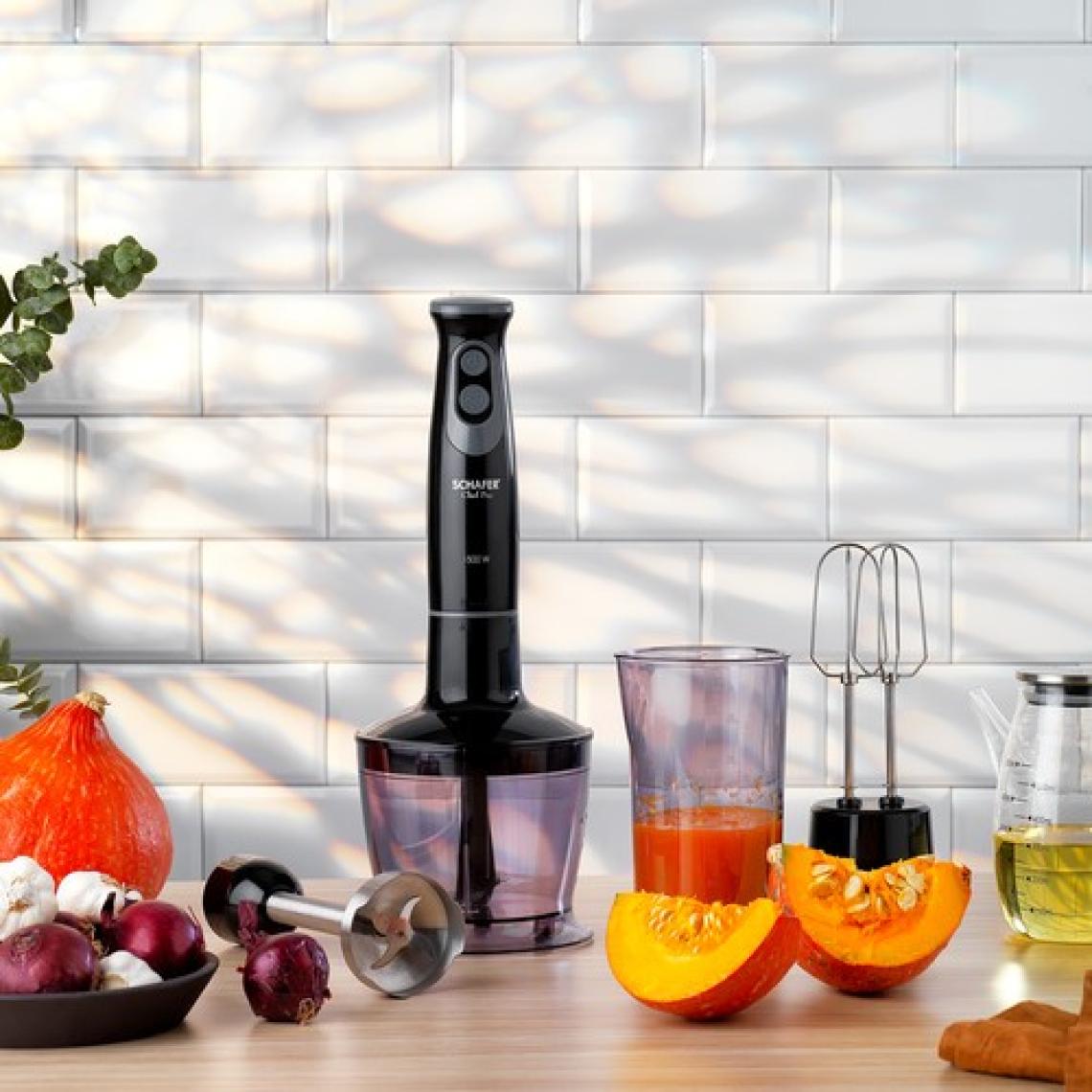 Schafer Ekoset Elektrikli Çeyiz Seti - 1500W Bıçaklı Blender ve 1800W Tost Makinesi, Paslanmaz Çelik, Siyah Renk, 4 Parça