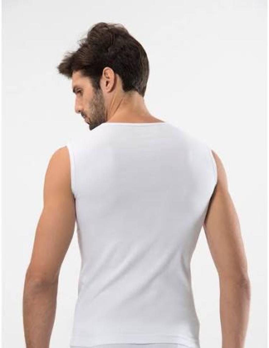 Öztaş 1056 Erkek Kolsuz Beyaz Ribana V-Yaka Atlet
