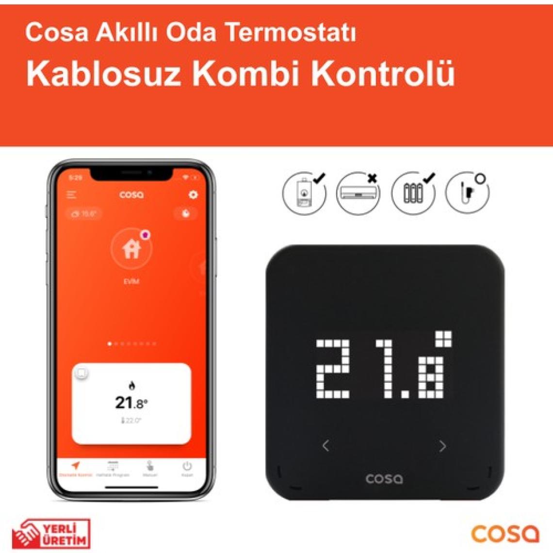 Cosa Akıllı Oda Termostatı Kablosuz Kombi Kontrolü P4TR-21