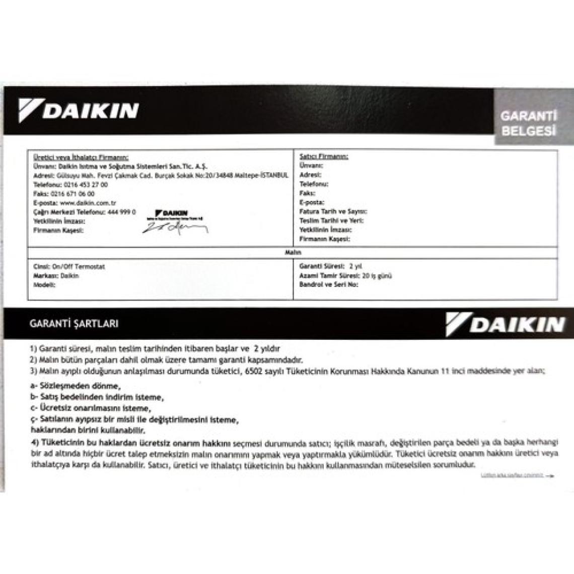 Daikin Kablosuz Oda Termostatı D-Essence Dbrtecorffaa