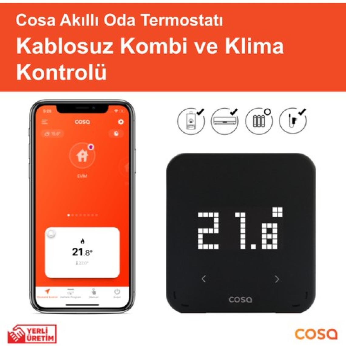 Cosa Akıllı Oda Termostatı Kablosuz Kombi ve Klima Kontrolü P4TR-21-AC