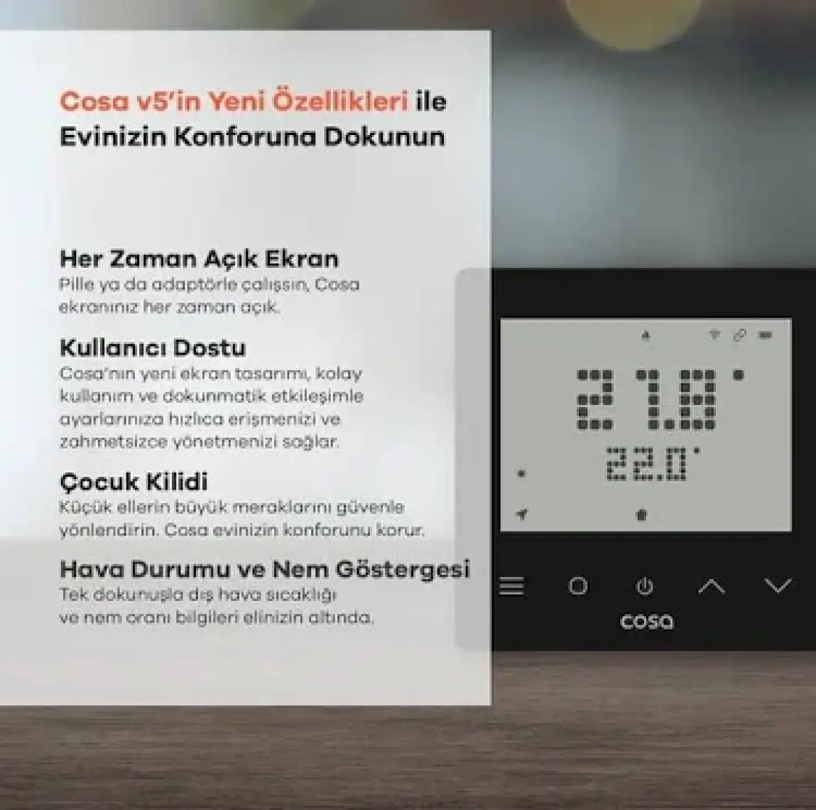 Cosa Akıllı Oda Termostatı Kablosuz Kombi Kontrolü V5