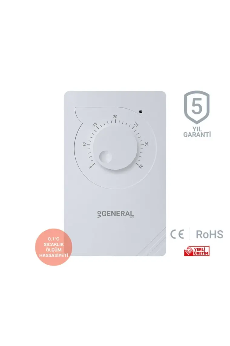 General HT150 Kablosuz Oda Termostatı - Beyaz, LCD Ekranlı ve Enerji Tasarrufu Sağlayan