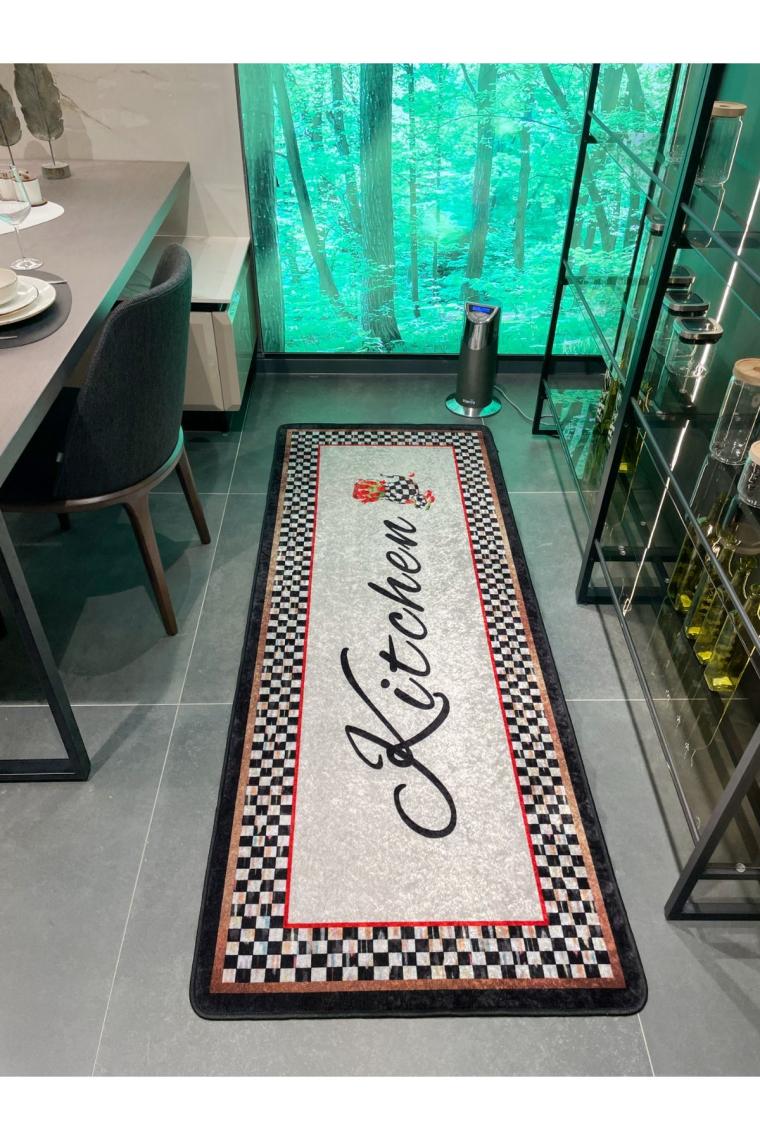 Brillant Kitchen Mackenzie Dama Desenli Mutfak Halısı