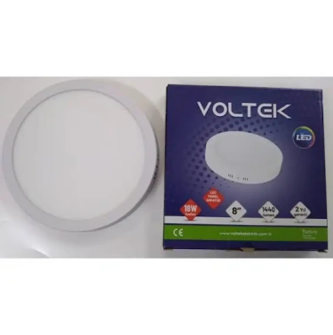 Voltek  18 Watt  8’’ Yuvarlak Sıva Üstü LED Panel Armatür Beyaz 6500  K