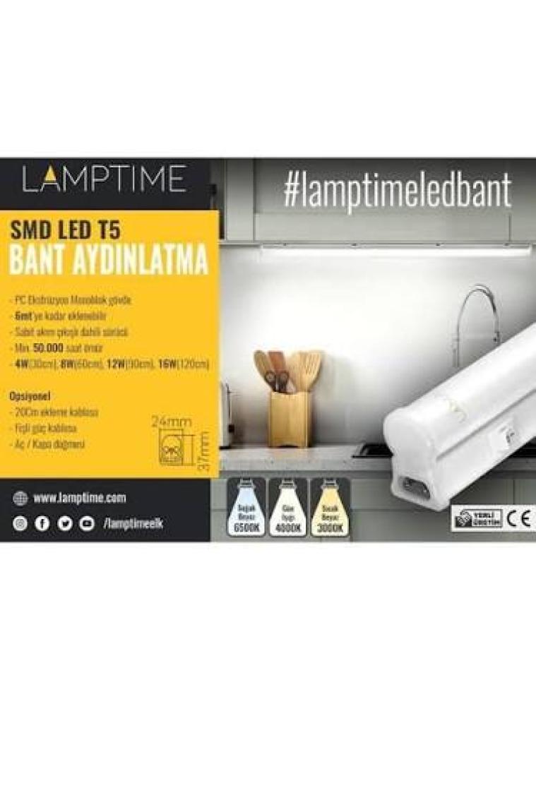 LAMPTIME T5 Led Bant Armatür 4W 30Cm Beyaz Işık Anahtarlı 301641