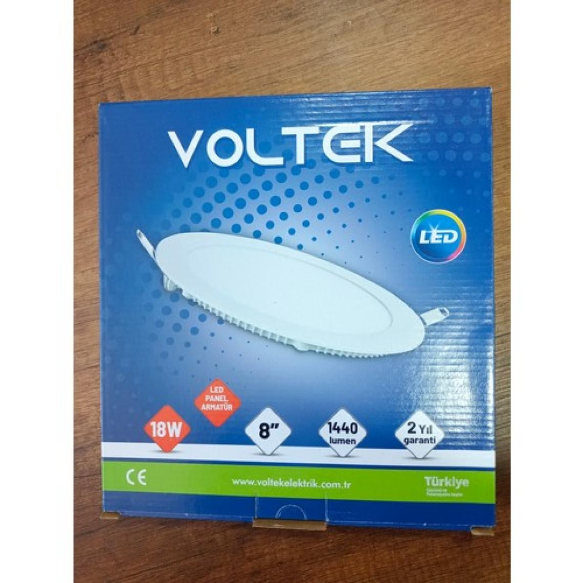 Voltek  18W  8” Yuvarlak Slim LED Panel Armatür Gün Işığı 3000  K