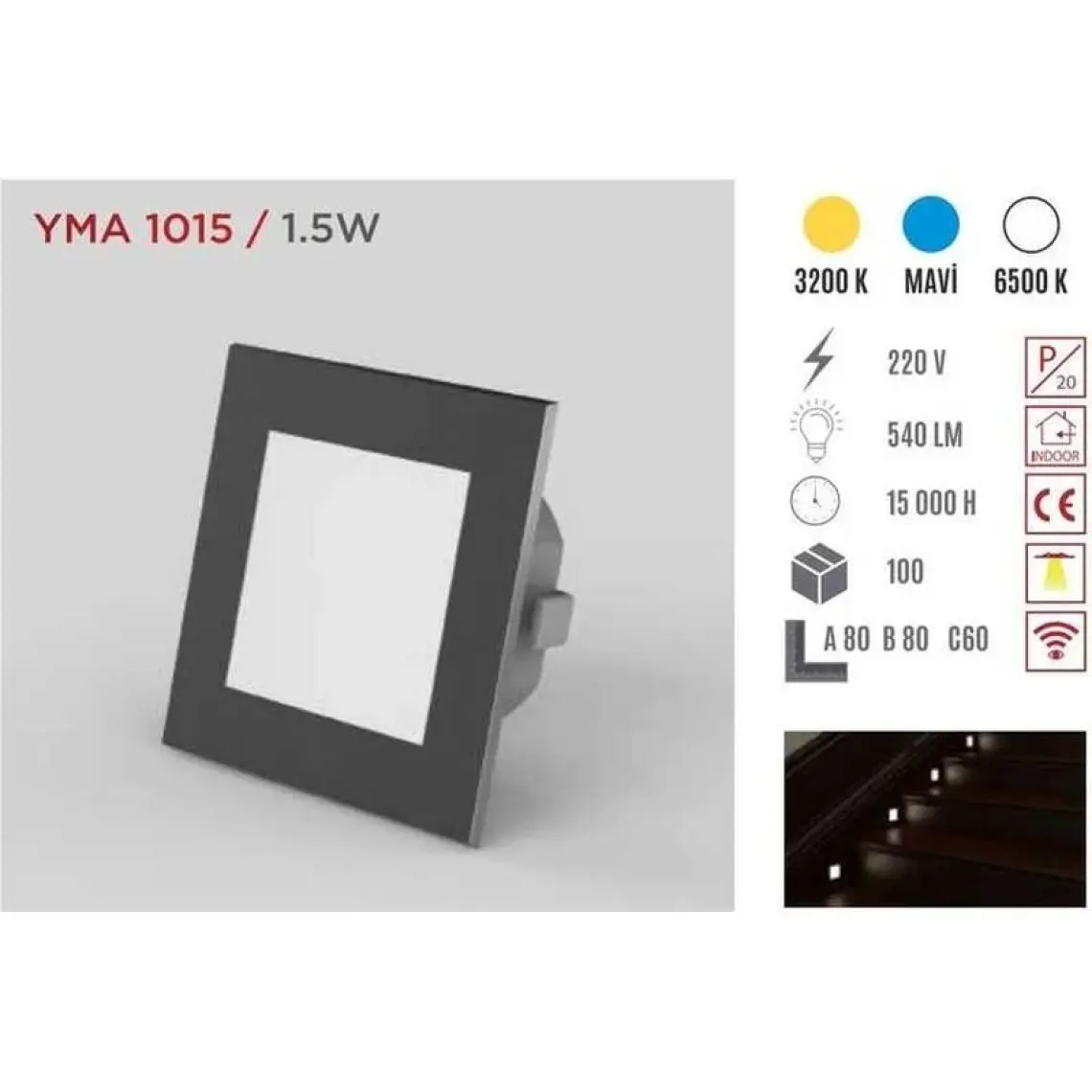 Ycl Sıva Altı LED Armatür Sensörlü Beyaz YMA-1015