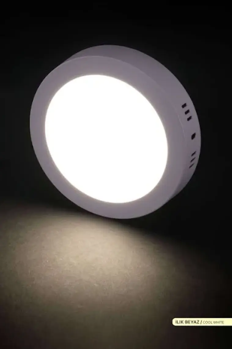 ACK 12W Sıva Üstü Yuvarlak LED Panel Armatür Beyaz Gövde 4000K Ilık Beyaz