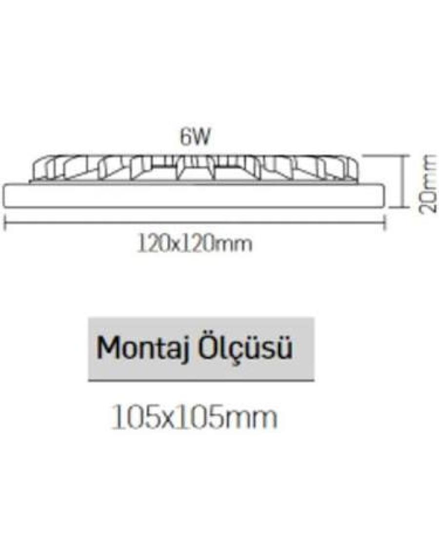 LAMPTIME 6W Panel LED Slim Kare Spot 6500K Beyaz Işık Siyah Gövde 263628