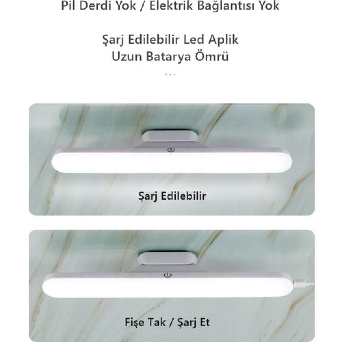 Mıknatıslı Kabin LED Işık USB Şarjlı Kablosuz LED Lamba 3 Farklı Işık Modu Cata Martı Aplik