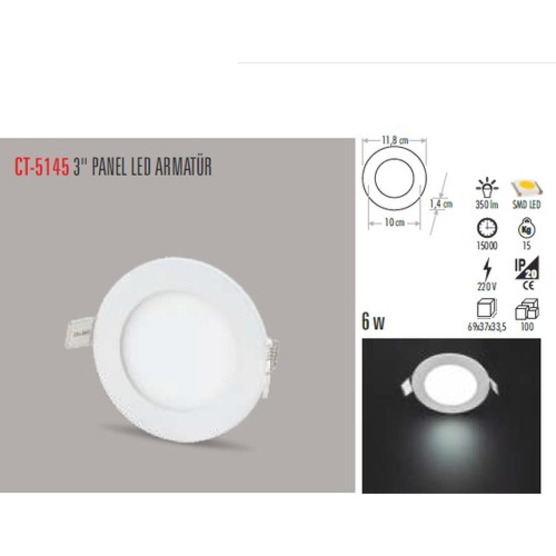Cata CT-5145 6W Panel LED Armatür (Beyaz) Cata