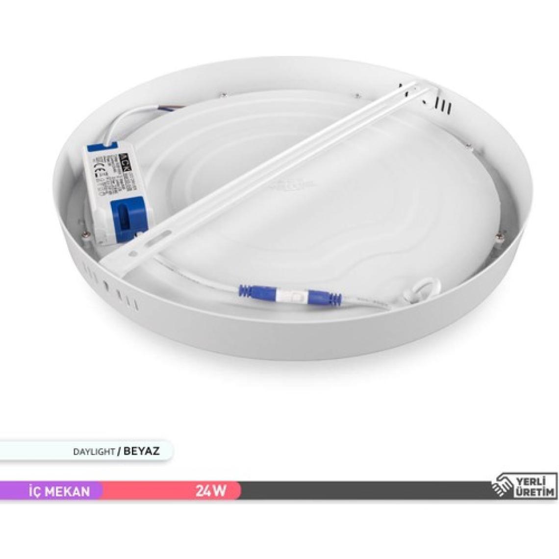 Ack 24 W 6500K Beyaz Sıva Üstü Yuvarlak LED Panel Armatür AP03-02430