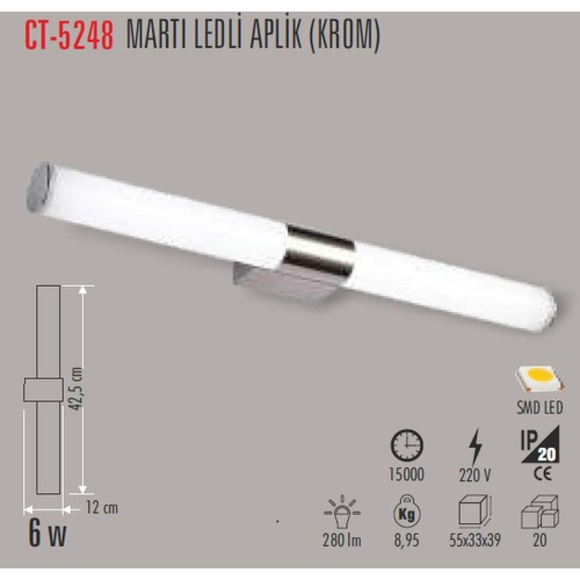 Cata CT-5248 6W/6400K Saka LED Aplik(Beyaz) Cata