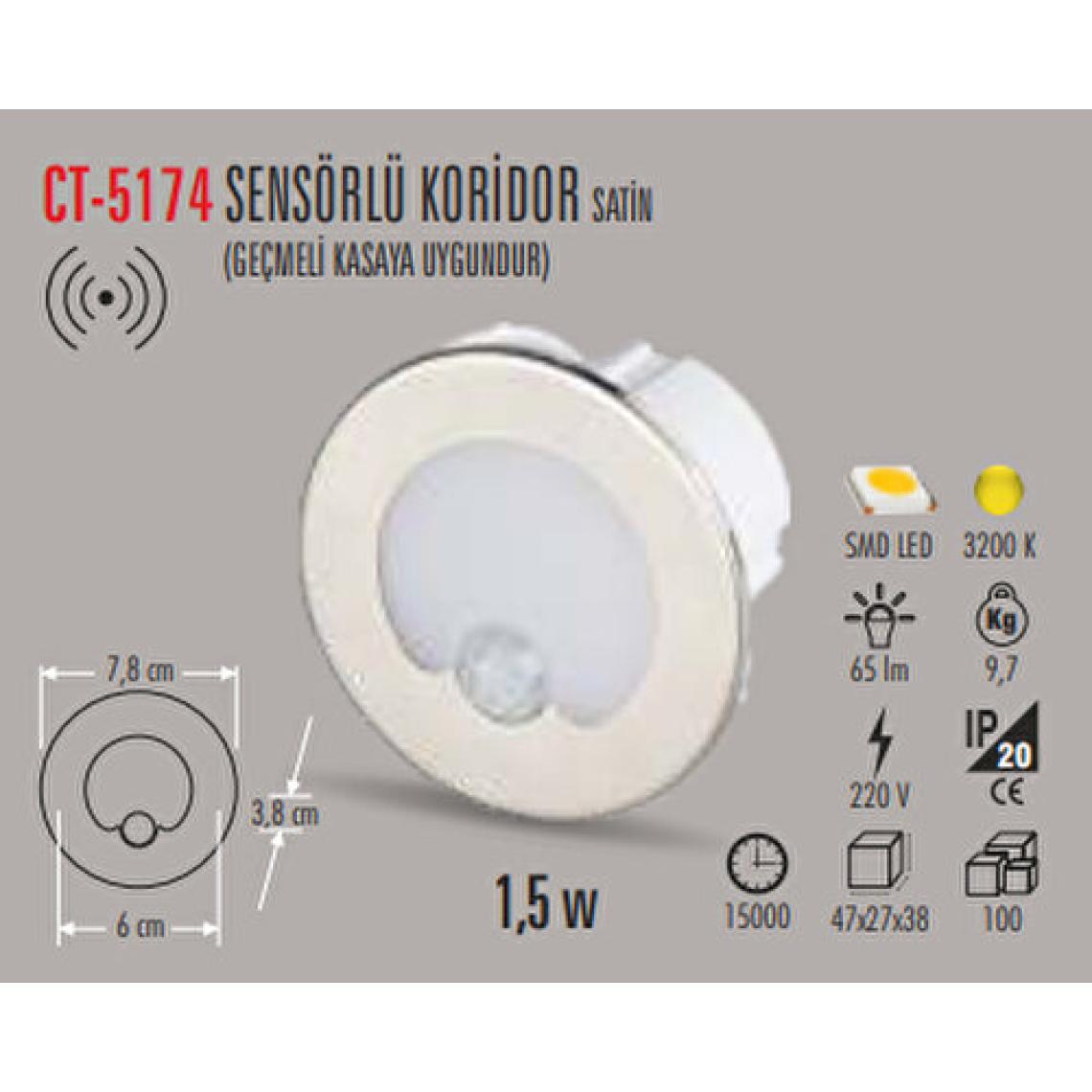 Cata CT-5174 1.5 W Sensörlü Gün Işığı Koridor Armatürü