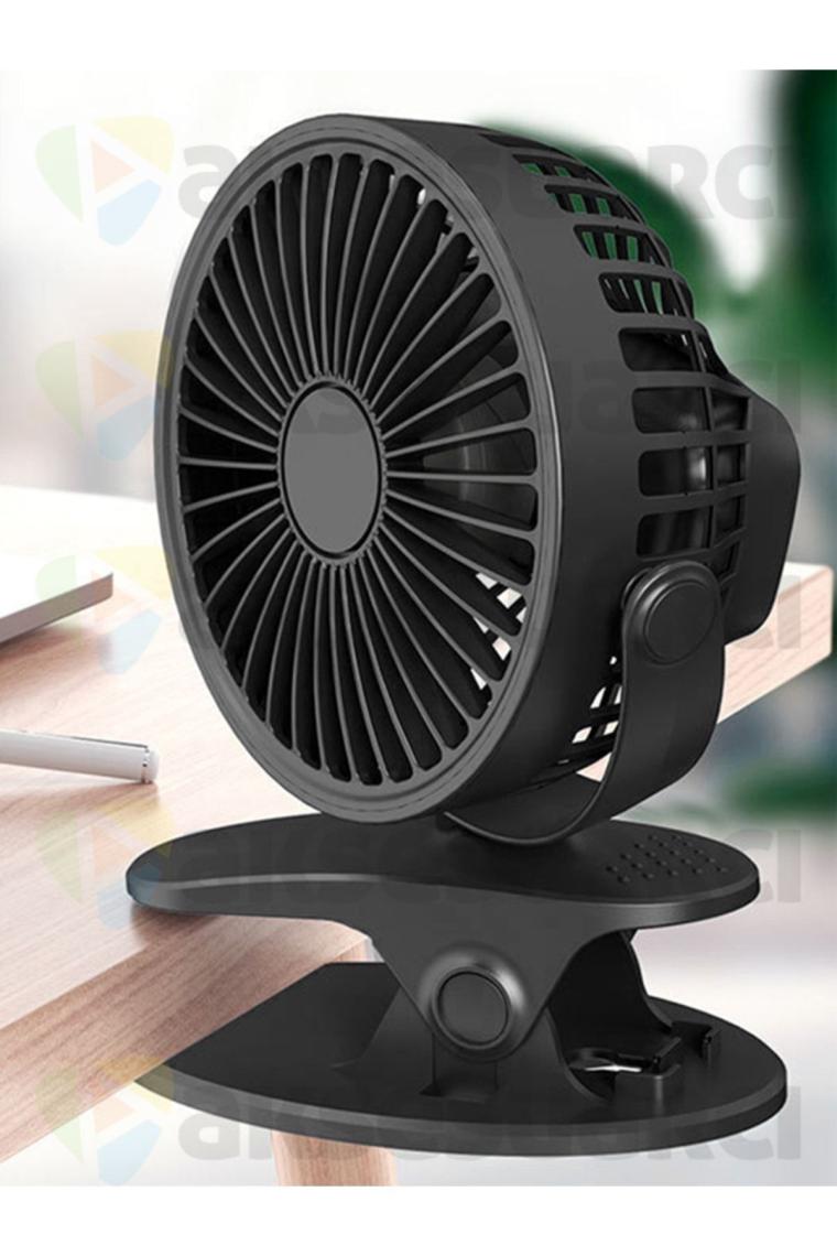 Aksesuarcı Sıkıştırmalı Şarj Edilebilir 3 Kademe Taşınabilir Kıskaçlı Mini Fan Sessiz Vantilatör Soğutma