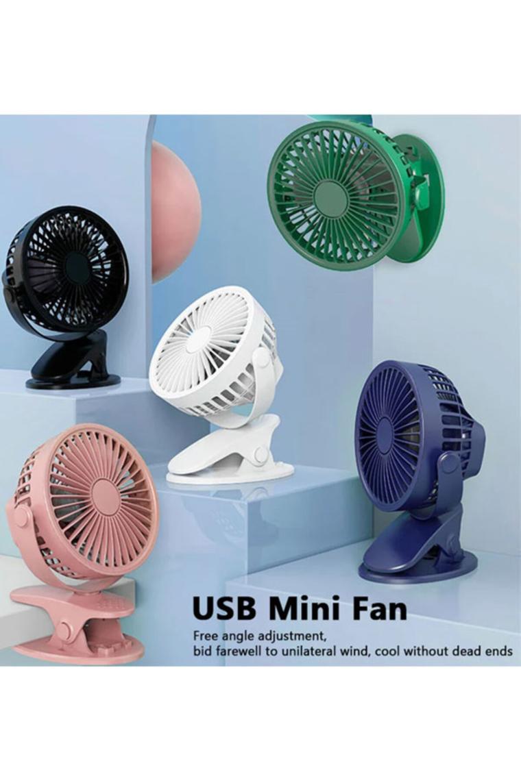 Aksesuarcı Sıkıştırmalı Şarj Edilebilir 3 Kademe Taşınabilir Kıskaçlı Mini Fan Sessiz Vantilatör Soğutma