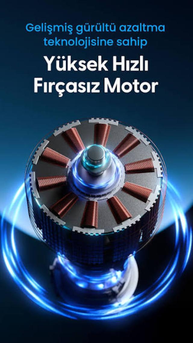 Daxi Airflow AF02 Yeni Nesil Şarjlı Turbo Masa Fanı, Ultra Güçlü Hava Akışı, 100 Kademeli, 16X19CM