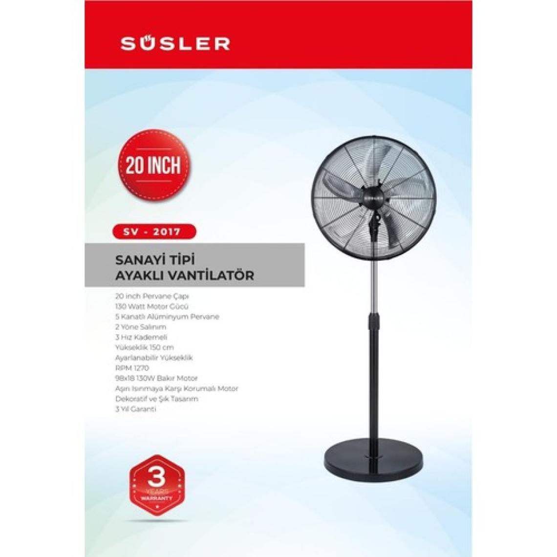 Süsler SV-2017 Sanayi Tipi Ayaklı Vantilatör