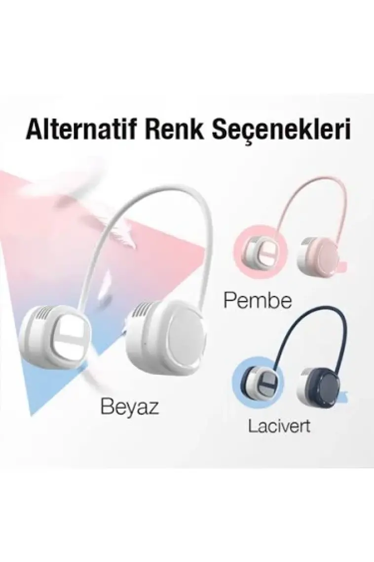 Memo G02 Boyun Askılıklı Mini Fan Taşınabilir Şarjlı Soğutucu Boyun Fanı ALL-36323