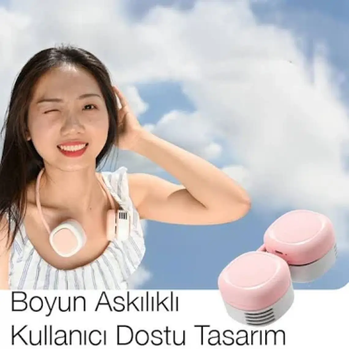 Memo G02 Boyun Askılıklı Mini Fan Taşınabilir Şarjlı Soğutucu Boyun Fanı ALL-36323